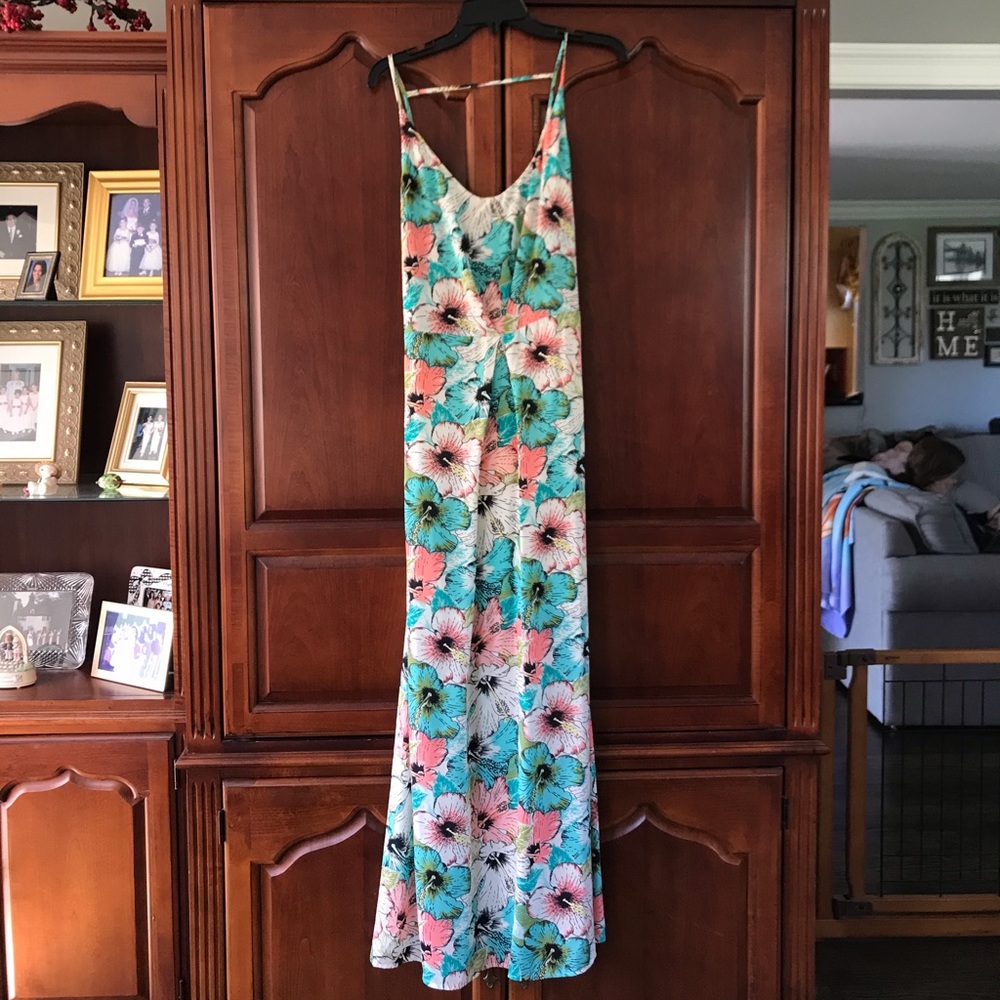 Summer floral print maxi dress